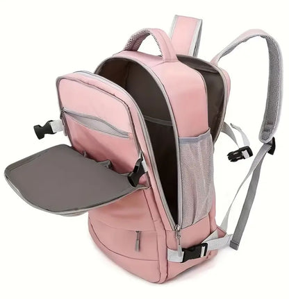 MOCHILA VIAJE USB EQUIPAJE MANO ROSADO